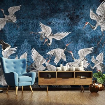 Fali poszter madarakkal klasszikus motívummal, kék (több méret) 13889