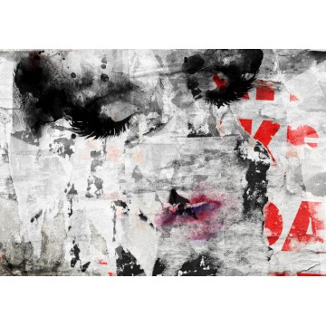 Nő arc fali poszter fekete szürke 14679