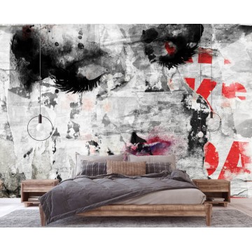 Nő arc fali poszter fekete szürke 14679