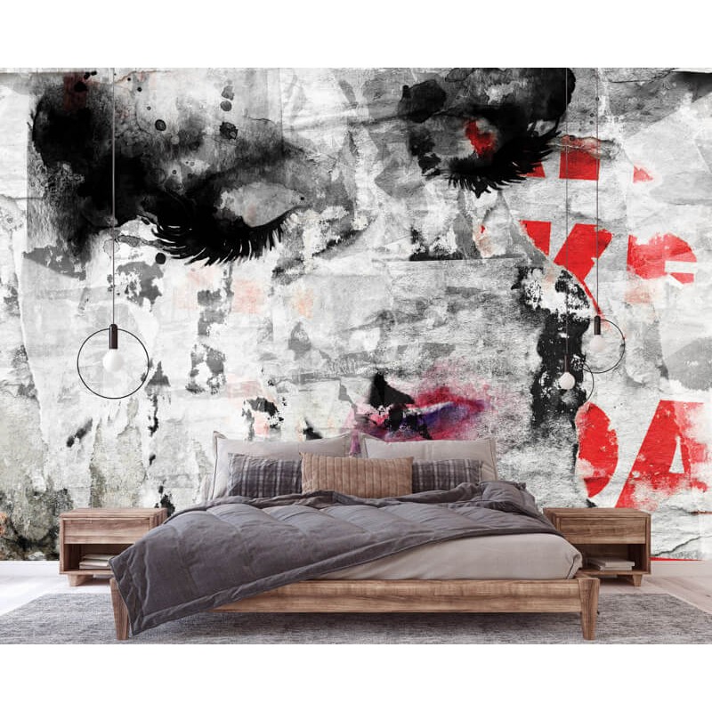 Nő arc fali poszter fekete szürke 14679