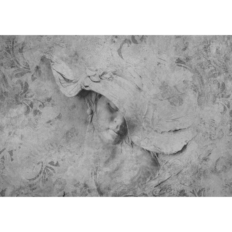 Nő kalapban beton hatású fali poszter 14685