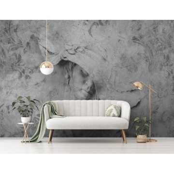 Nő kalapban beton hatású fali poszter 14685