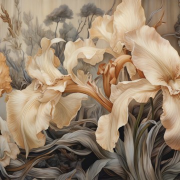 Barna nagy virágos fali poszter 14728VE