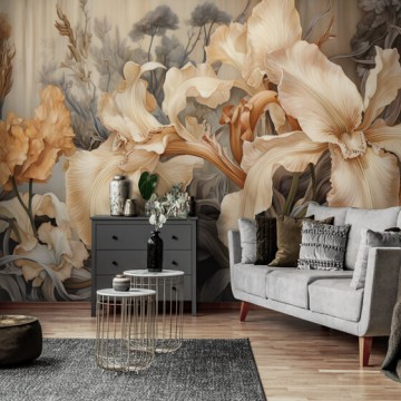 Barna nagy virágos fali poszter 14728VE