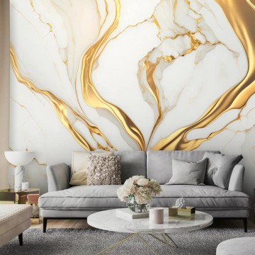 Aranysárga szürke márvány mintázatú posztertapéta 14859