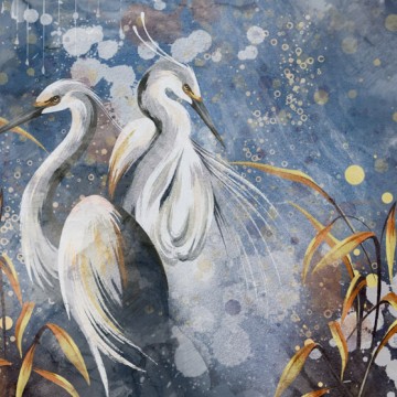 Kék fali poszter madarakkal 14977