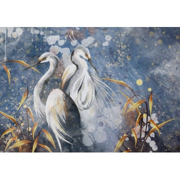 Kék fali poszter madarakkal 14977