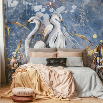 Kék fali poszter madarakkal 14977