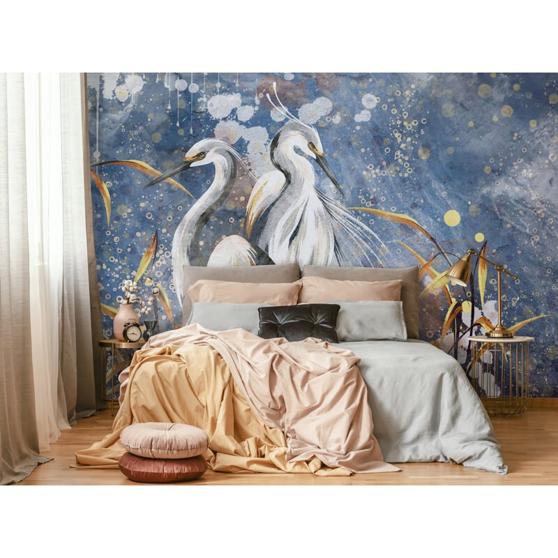 Kék fali poszter madarakkal 14977