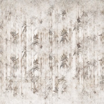 Beton hatású fali poszter levelekkel szürke 15098