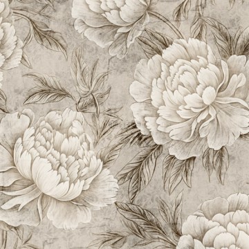 Barna virágos klasszikus stílusú fali poszter 15142