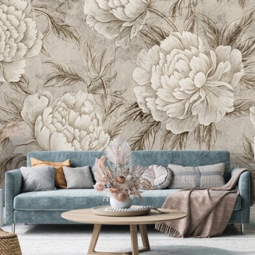 Barna virágos klasszikus stílusú fali poszter 15142