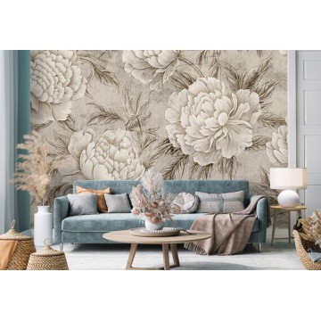 Barna virágos klasszikus stílusú fali poszter 15142