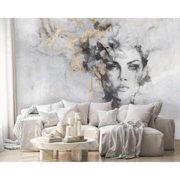 Női arc szürke aranysárga fali poszter 15369