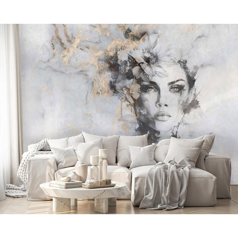 Női arc szürke aranysárga fali poszter 15369