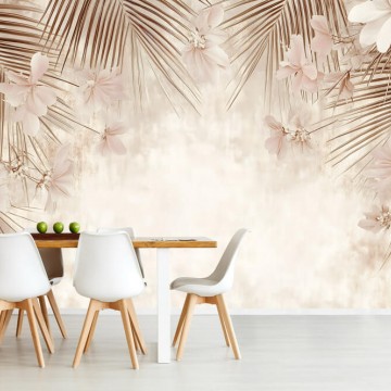 Barna levelek virágok fali poszter 15392