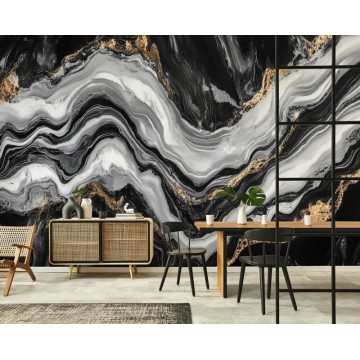 Márványmintás fali poszter szürke fekete 15527