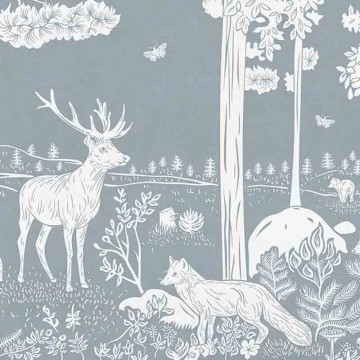 Állatok az erdőben kék fali poszter (350x270 cm), egyedi méretben is kérhető  048KB (Kikki Belle) 