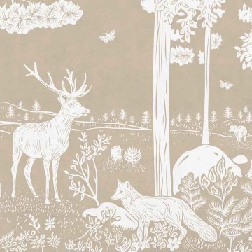 Állatok az erdőben barna fali poszter (350x270 cm), egyedi méretben is kérhető  049KB (Kikki Belle) 