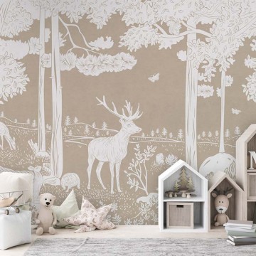 Állatok az erdőben barna fali poszter (350x270 cm), egyedi méretben is kérhető  049KB (Kikki Belle) 