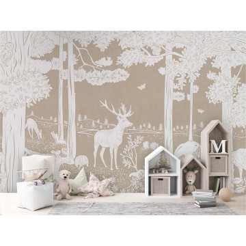 Állatok az erdőben barna fali poszter (350x270 cm), egyedi méretben is kérhető  049KB (Kikki Belle) 