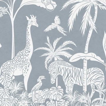 Állatok a dzsungelben kék fali poszter (350x270 cm), egyedi méretben is kérhető  052KB (Kikki Belle) 