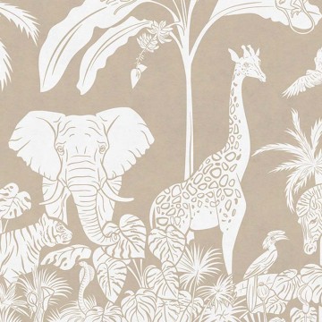 Állatok a dzsungelben barna fali poszter (350x270 cm), egyedi méretben is kérhető  053KB (Kikki Belle) 