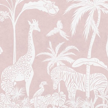Állatok a dzsungelben rózsaszín fali poszter (350x270 cm), egyedi méretben is kérhető  055KB (Kikki Belle) 