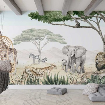 Állatok a szavannán fali poszter (350x270 cm), egyedi méretben is kérhető  068KB (Kikki Belle) 