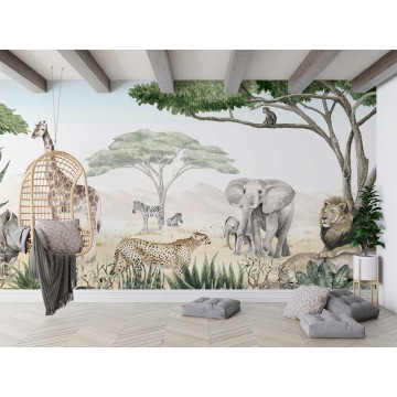 Állatok a szavannán fali poszter (350x270 cm), egyedi méretben is kérhető  068KB (Kikki Belle) 