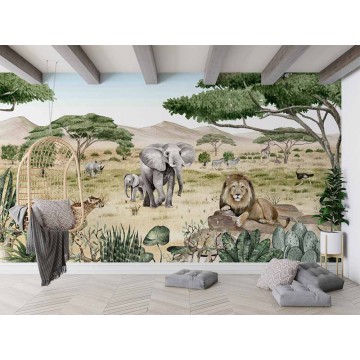 Állatok a szavannán fali poszter (350x270 cm), egyedi méretben is kérhető  069KB (Kikki Belle) 