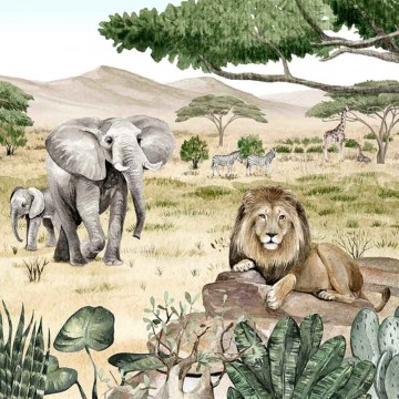 Állatok a szavannán fali poszter (350x270 cm), egyedi méretben is kérhető  069KB (Kikki Belle) 
