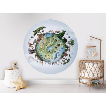 Állatok a világon kör alakú fali poszter zöld kék (160 cm), 12 méretben rendelhető 1007KBC
