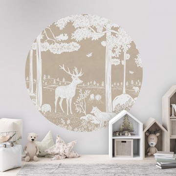 Állatok az erdőben barna kör alakú fali poszter (160 cm), 12 méretben rendelhető 1049KBC