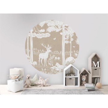 Állatok az erdőben barna kör alakú fali poszter (160 cm), 12 méretben rendelhető 1049KBC