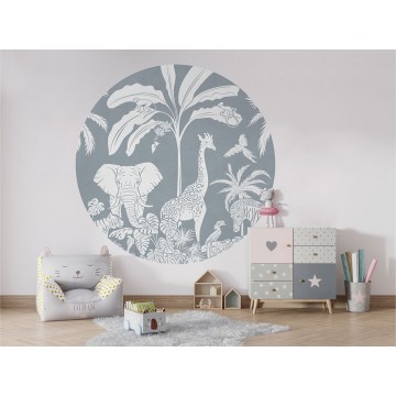 Állatok a dzsungelben kék kör alakú fali poszter (160 cm), 12 méretben rendelhető 1052KBC