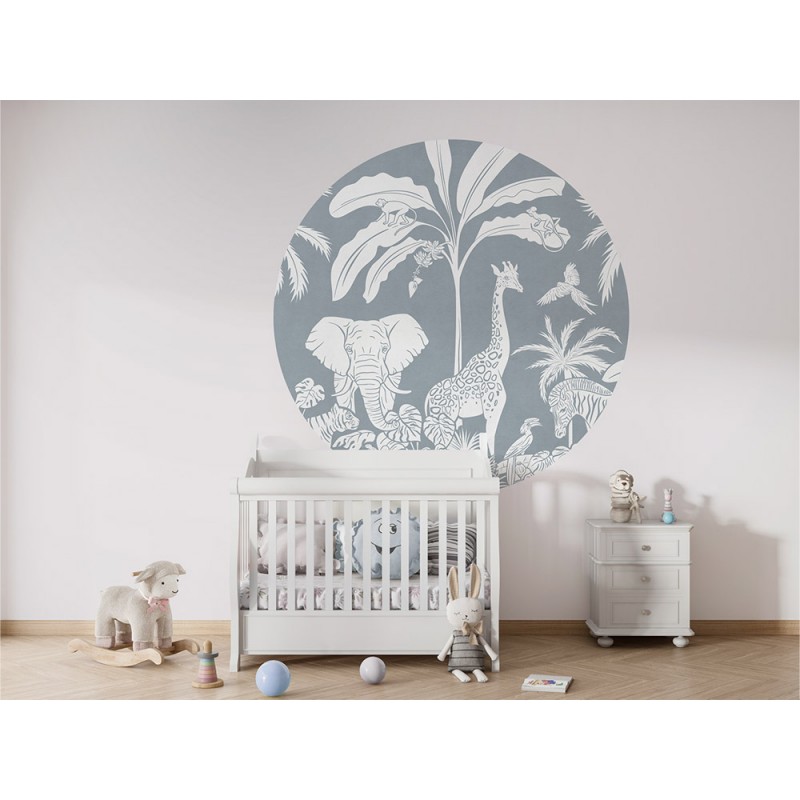 Állatok a dzsungelben kék kör alakú fali poszter (160 cm), 12 méretben rendelhető 1052KBC