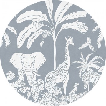 Állatok a dzsungelben kék kör alakú fali poszter (160 cm), 12 méretben rendelhető 1052KBC