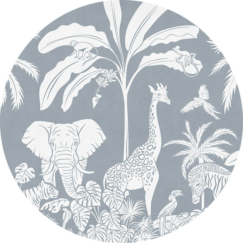 Állatok a dzsungelben kék kör alakú fali poszter (160 cm), 12 méretben rendelhető 1052KBC