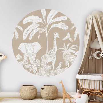 Állatok a dzsungelben barna kör alakú fali poszter (160 cm), 12 méretben rendelhető 1053KBC