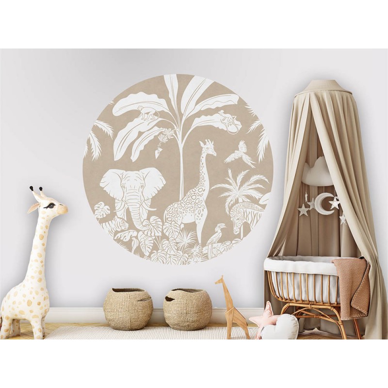 Állatok a dzsungelben barna kör alakú fali poszter (160 cm), 12 méretben rendelhető 1053KBC