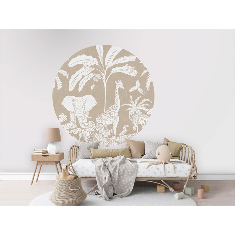 Állatok a dzsungelben barna kör alakú fali poszter (160 cm), 12 méretben rendelhető 1053KBC