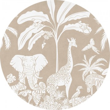 Állatok a dzsungelben barna kör alakú fali poszter (160 cm), 12 méretben rendelhető 1053KBC