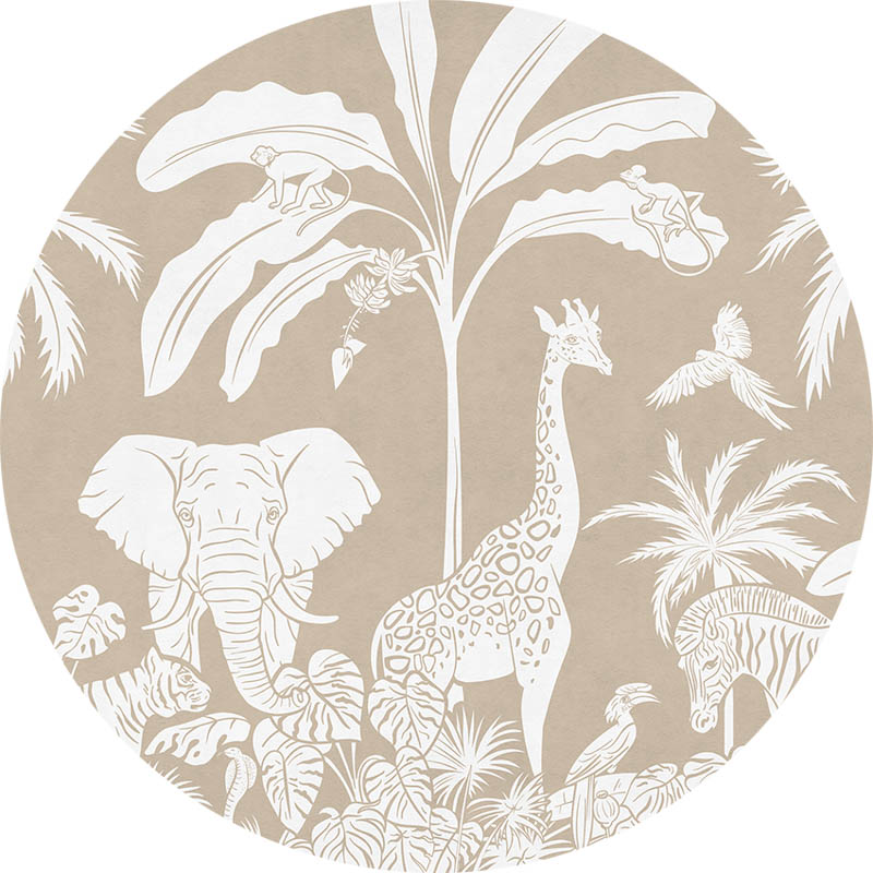 Állatok a dzsungelben barna kör alakú fali poszter (160 cm), 12 méretben rendelhető 1053KBC