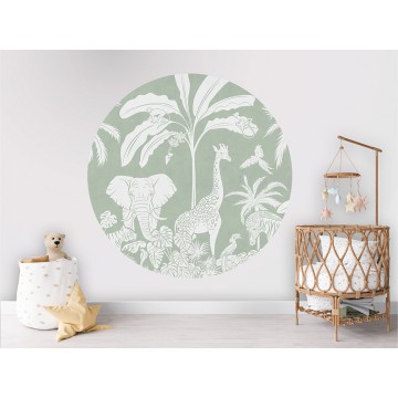 Állatok a dzsungelben zöld kör alakú fali poszter (160 cm), 12 méretben rendelhető 1054KBC