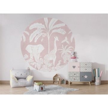 Állatok a dzsungelben rózsaszín kör alakú fali poszter (160 cm), 12 méretben rendelhető 1055KBC