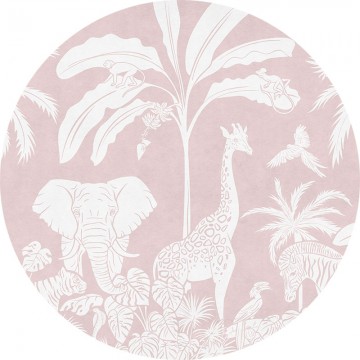 Állatok a dzsungelben rózsaszín kör alakú fali poszter (160 cm), 12 méretben rendelhető 1055KBC