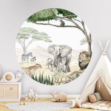 Állatok a szavannán kör alakú fali poszter (160 cm), 12 méretben rendelhető 1068KBC