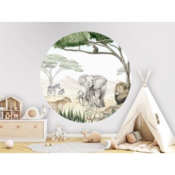 Állatok a szavannán kör alakú fali poszter (160 cm), 12 méretben rendelhető 1068KBC