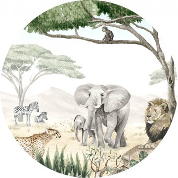 Állatok a szavannán kör alakú fali poszter (160 cm), 12 méretben rendelhető 1068KBC
